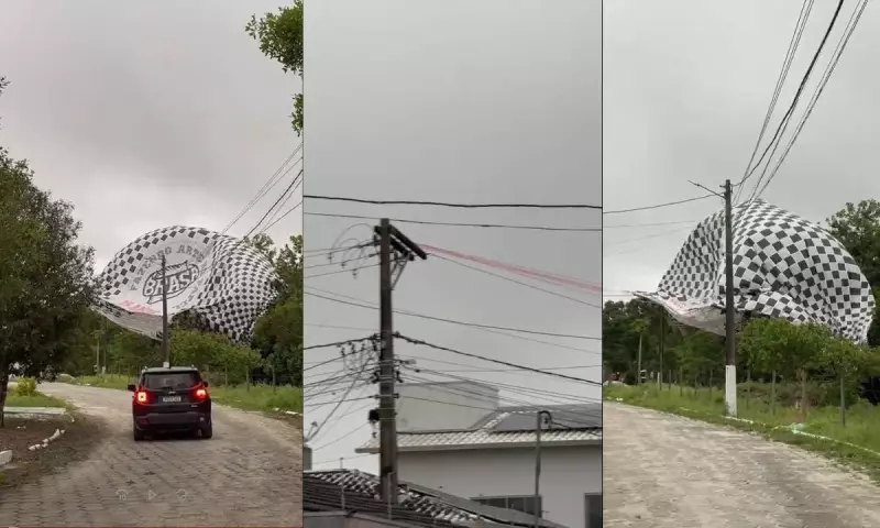 Balão cai em Eunápolis e causa pânico em área residencial; veja vídeo