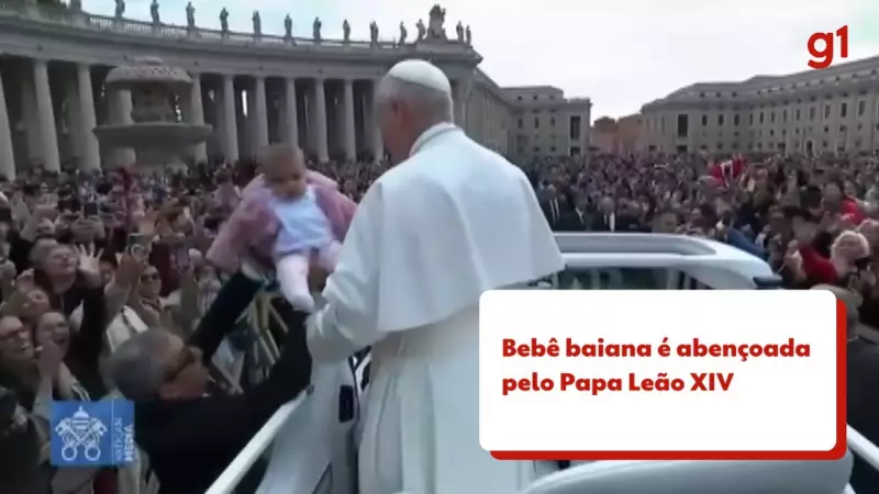 Bebê baiana de 7 meses recebe bênção especial do Papa Leão XIV no Vaticano | Momento emocionante