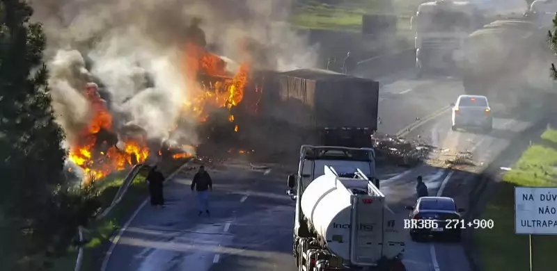 BR-386 Bloqueada Após Grave Acidente Envolvendo Múltiplos Caminhões em Fontoura Xavier