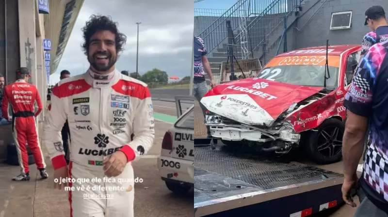 Caio Castro se envolve em acidente de carro durante preparação para corrida em Cascavel