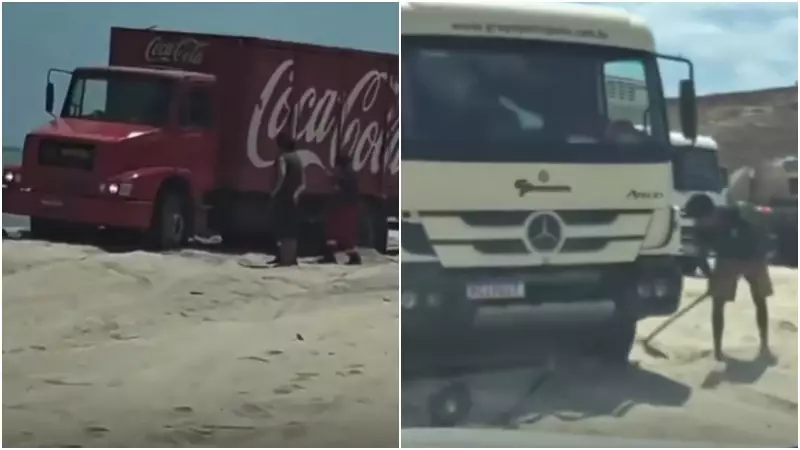 Caminhões Atolam na Areia de Jericoacoara: Cenas Surreais no Paraíso do Ceará