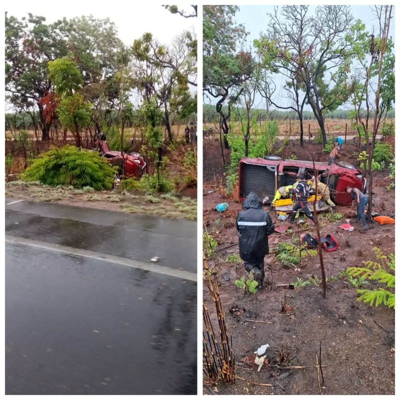 Caminhonete capota na BR-365 e deixa quatro feridos: SAMU socorre vítimas em MG