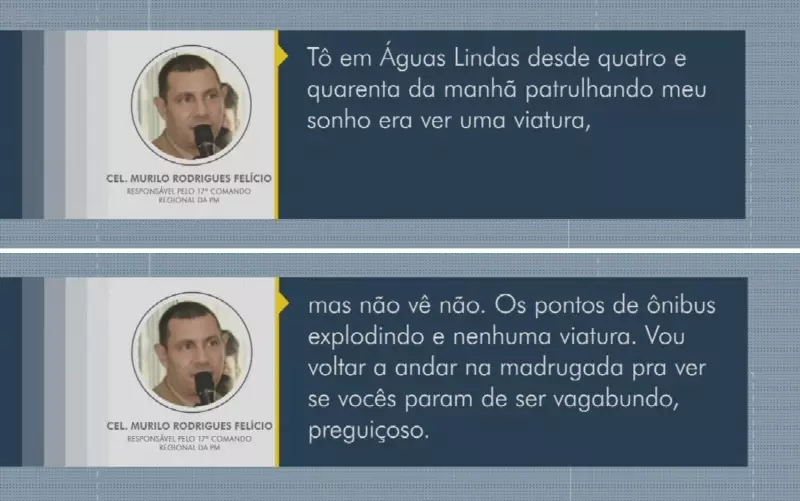 Coronel Grava Áudio Explosivo: Cobra Policiamento e Revela que Não Encontrou Viatura nas Ruas de Goiás