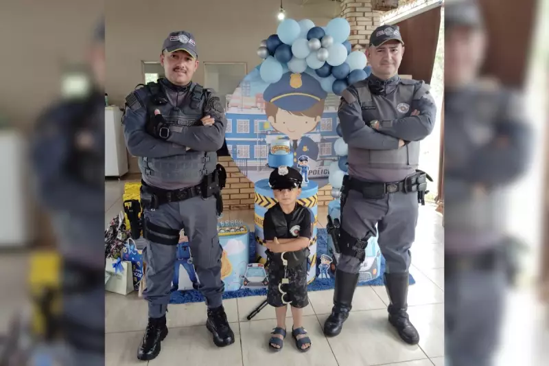 Festa de aniversário vira sonho realizado: PMs fazem visita surpresa para menino de 3 anos no interior de SP