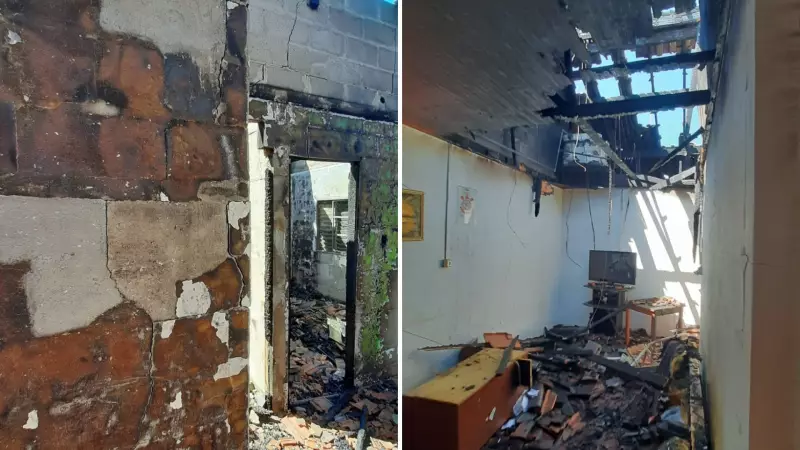 Incêndio de grandes proporções atinge três residências na mesma rua em Ilha Solteira