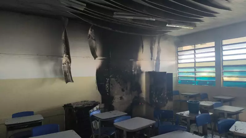 Incêndio em escola de Jundiaí: sala de aula é destruída pelas chamas