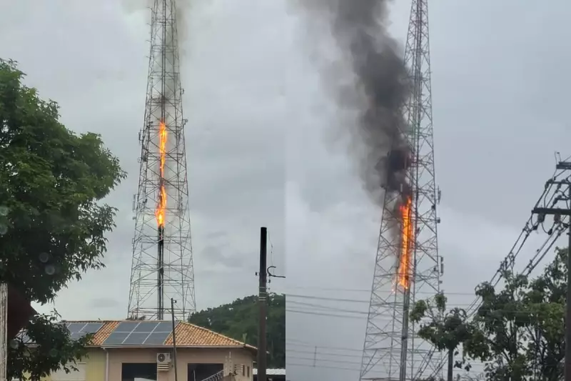 Incêndio em Torre de Transmissão deixa bairros sem energia em Campo Grande