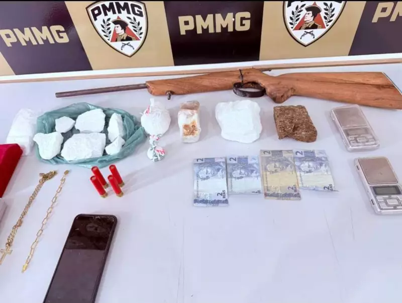 Jovem é preso com arsenal e drogas após furto em joalheria em Jaíba, MG