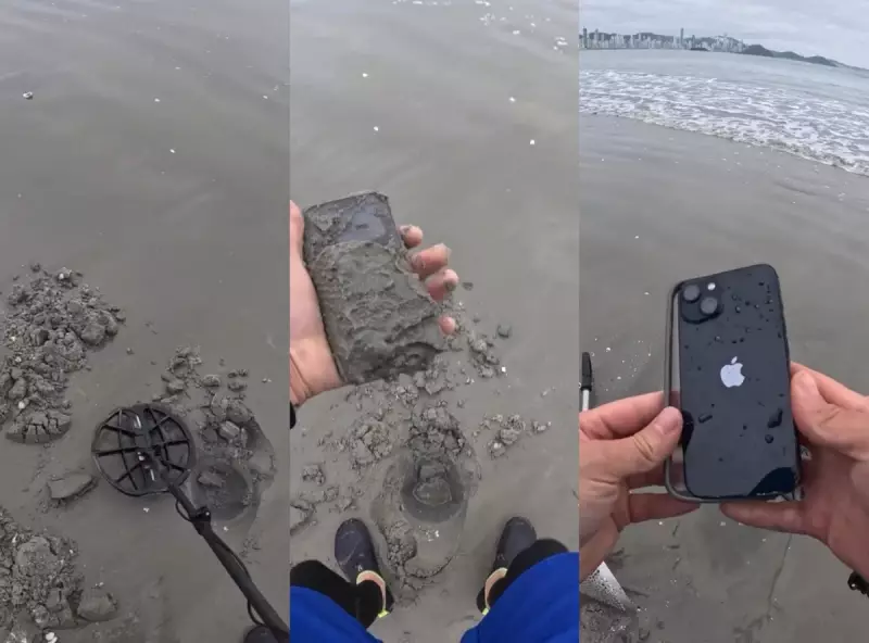 Jovem encontra iPhone enterrado na praia de Balneário Camboriú e emociona ao devolver para dona