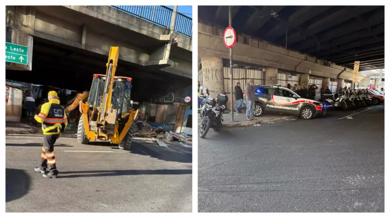 Justiça determina reintegração de posse: 63 famílias são removidas de viaduto na Radial Leste, em São Paulo