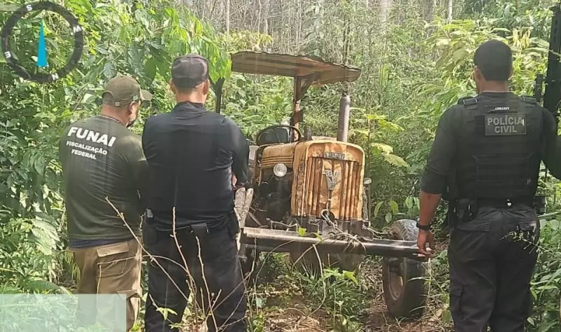 Operação em MT aprende tratores e carretas usados para desmatamento ilegal em terra indígena