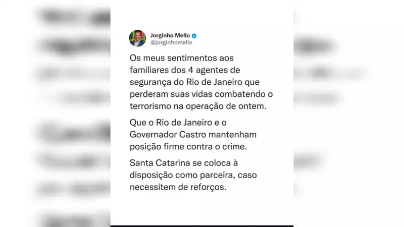 SC envia reforços para o RJ: Governador Jorginho Mello anuncia apoio policial após crise de segurança
