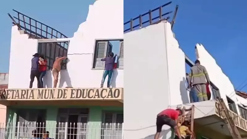 Teto desaba em secretaria de educação no Ceará: três pessoas continuam internadas