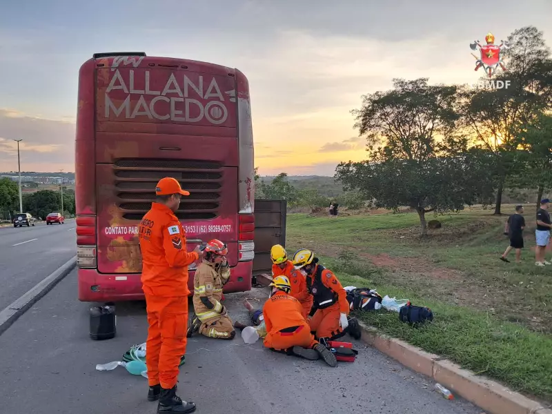 Tragédia na BR-080: Homem Morre Esmagado ao Trocar Pneu de Ônibus no Acostamento | DF