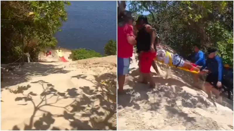 Turista desmaia em skibunda no Ceará e passa por susto durante resgate; veja o vídeo