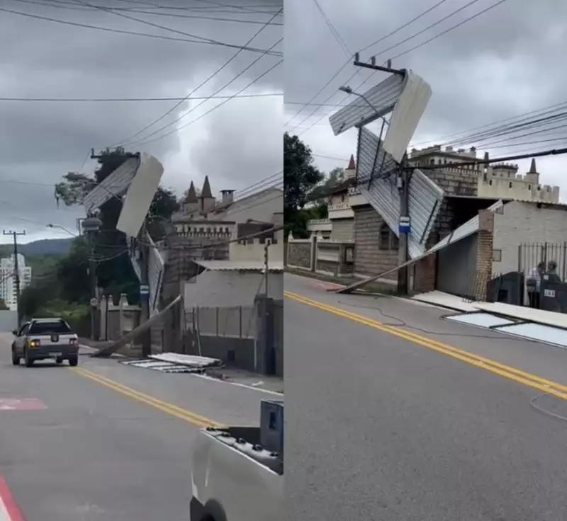 Ventos fortes transformam jogo em caos: Tenda decola em campo de futebol de Florianópolis
