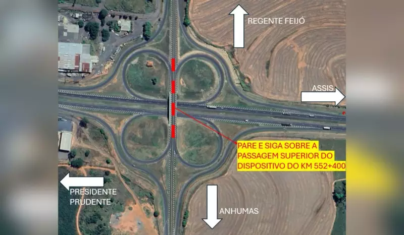 Viaduto na Raposo Tavares inova com sistema 'Pare e Siga' para desafogar tráfego entre Regente Feijó e Anhumas