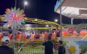 Montanha-russa dá problema e deixa criança e avó feridas em parque de Goiás; veja o vídeo