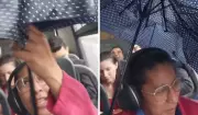 Passageira usa guarda-chuva DENTRO de ônibus para se proteger de goteira em Sumaré; vídeo viraliza