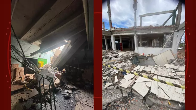 6 feridos em desabamento durante reconstrução de supermercado no PR