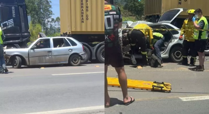 Acidente fatal na BR-470 em SC mata duas pessoas em colisão frontal