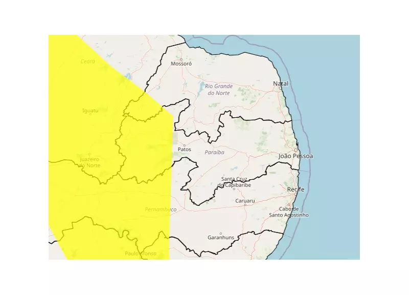 Alerta amarelo: chuvas intensas atingem 70 cidades do Sertão paraibano