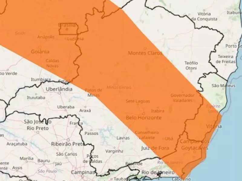 Alerta Laranja do INMET: 72 cidades de MG em risco com previsão de chuvas intensas