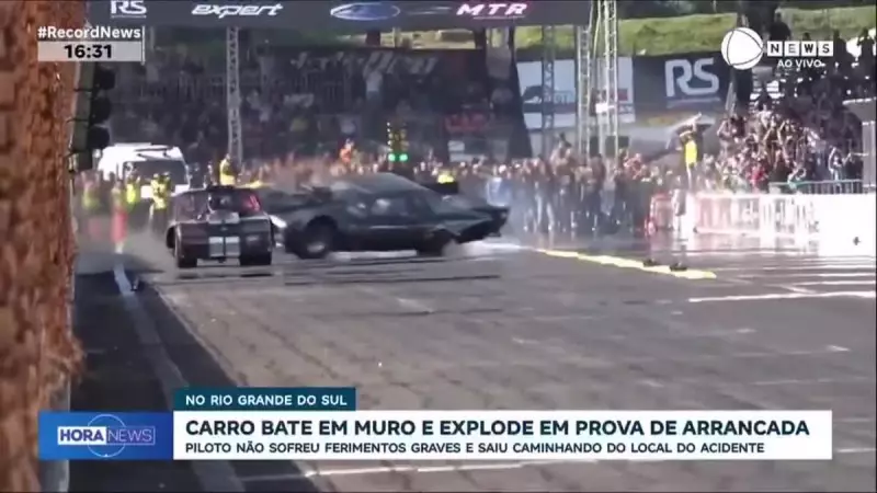 Carro explode em acidente durante prova de arrancada no RS
