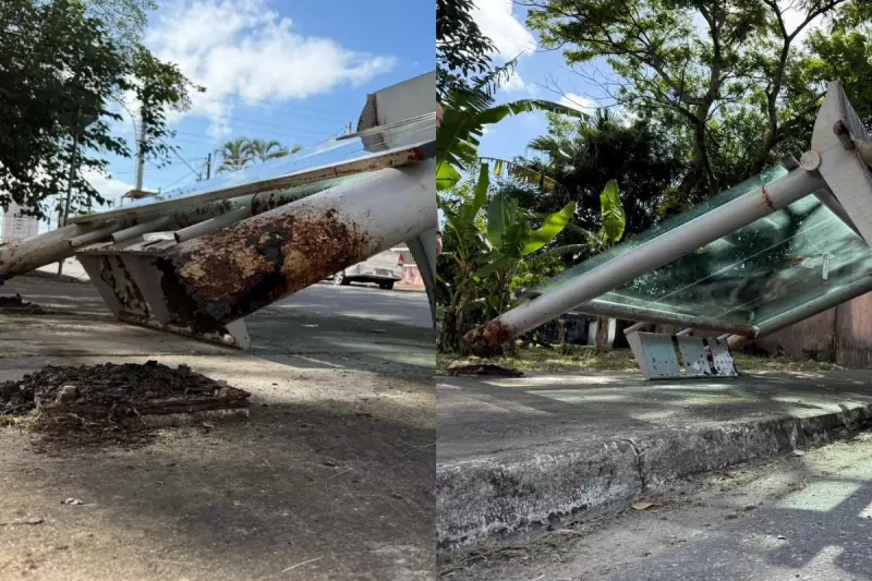 Cobertura de ponto de ônibus cai sobre menina de 7 anos em Praia Grande