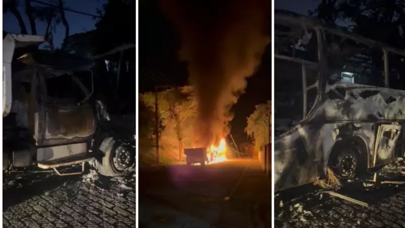 Incêndio de Grandes Proporções Consome Ônibus e Caminhão em Lavrinhas, SP | Vídeo Impressionante