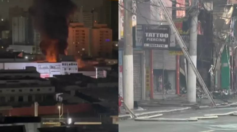 Incêndio destrói 3 imóveis na principal rua comercial de São Bernardo