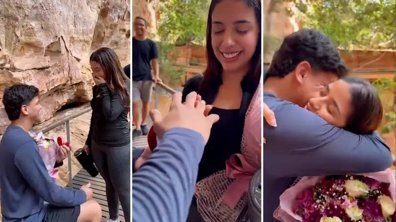 Jovem de 19 anos pede namoro em frente ao 'primeiro beijo' da humanidade