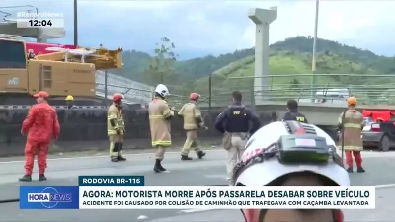 Motorista morre ao ser atingido por passarela que caiu na BR-116