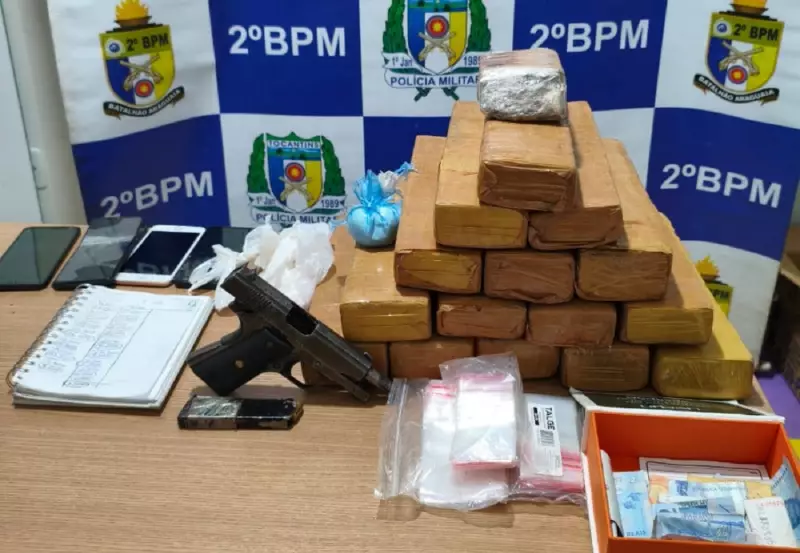 Operação da PM apreende 15 kg de maconha, drogas e armas em Araguaína