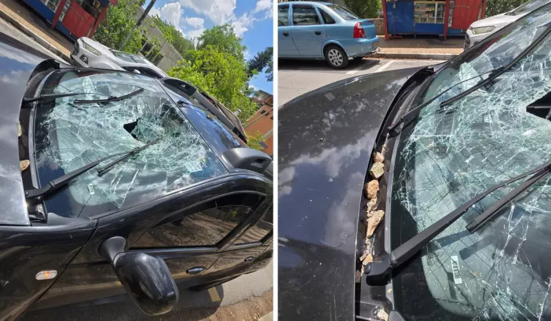 Pedra destrói parabrisa de carro com família em Campinas