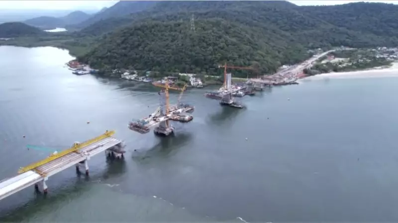 Ponte de Guaratuba atinge 75% das obras: veja imagens exclusivas da nova ligação do litoral paranaense