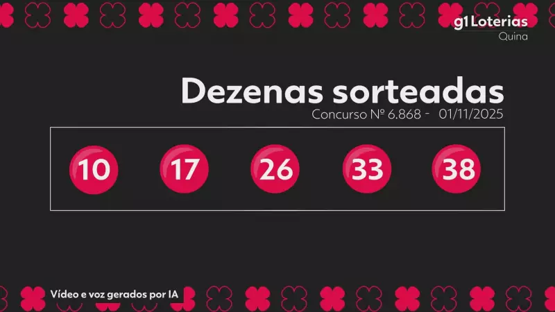 Quina: Concurso 6868 tem números sorteados e ninguém acerta as 5 dezenas!