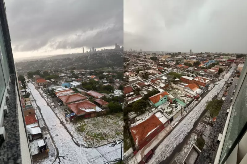 Temporal com granizo cobre Ponta Grossa de gelo e causa destruição