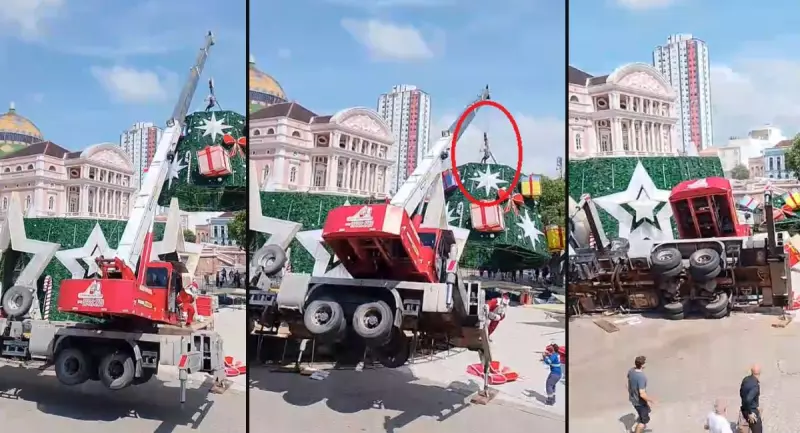 Trabalhador morre em acidente com guindaste na montagem da árvore de Natal em Manaus