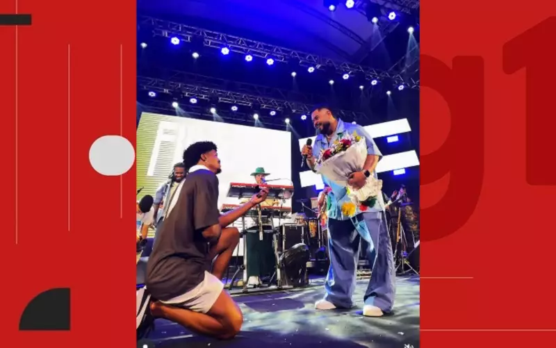 Vocalista dos Filhos de Jorge recebe pedido de casamento durante show em Salvador