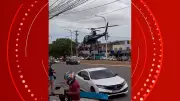 Assalto ao Sicoob em São Luís: helicóptero pousa em avenida na busca