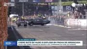 Carro explode em acidente durante prova de arrancada no RS