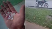 Chuva de granizo surpreende moradores no Sul do Piauí