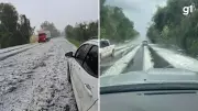 Granizo transforma rodovia em tapete branco no Norte do RS; veja imagens impressionantes