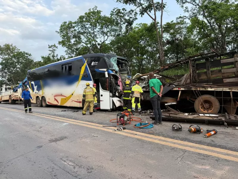 3 mortos em colisão frontal entre ônibus e caminhão na BR-365 em Buritizeiro