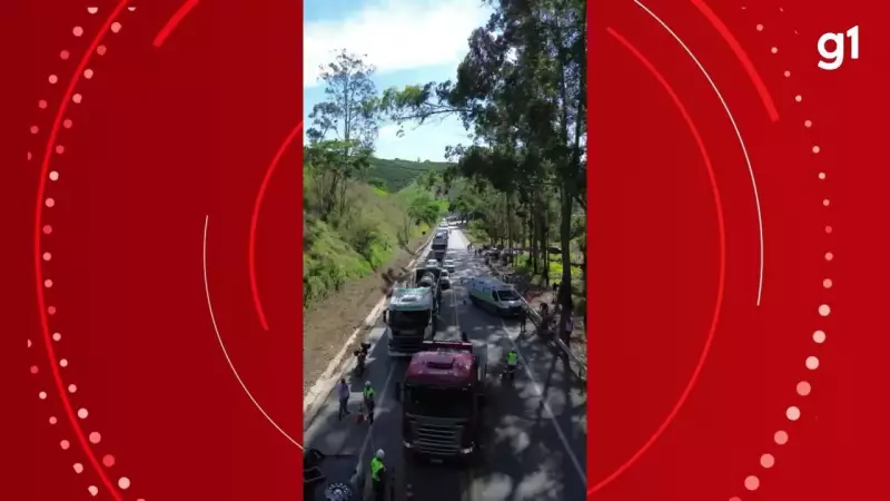 Acidente com carreta derruba carga de frutas e interdita BR-116 em MG