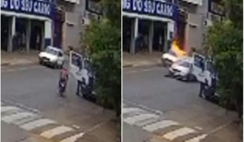 Adolescente foge de abordagem, bate em carro e moto explode em SP