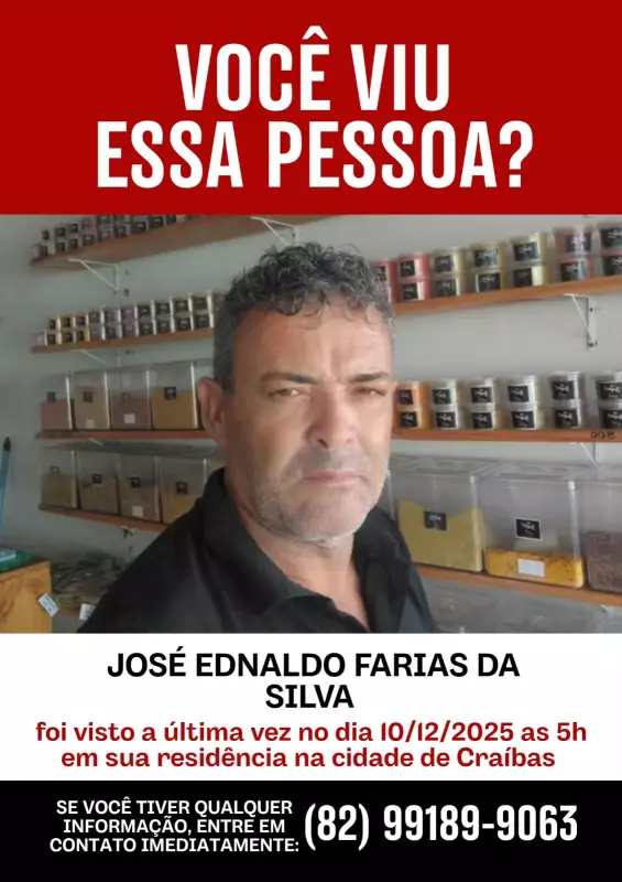 Agricultor de 52 anos desaparece em Craíbas após consulta médica em Arapiraca