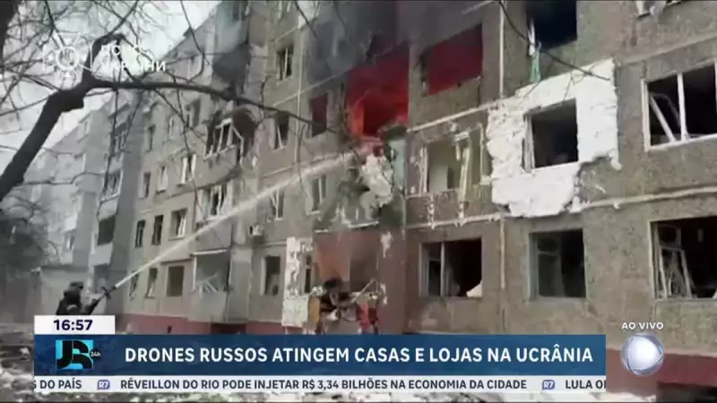 Ataque russo com 130 drones na Ucrânia mata 2 e destrói comércios