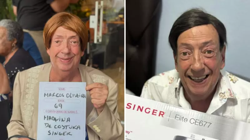 Ator Marcos Oliveira, o Beiçola, realiza desejo de Natal no Retiro dos Artistas